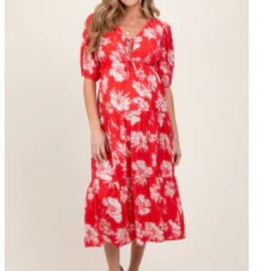Pinkblush Red Floral Midi Dress